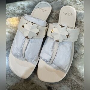 Kate Spade Ivory Sandals with Gold Accents